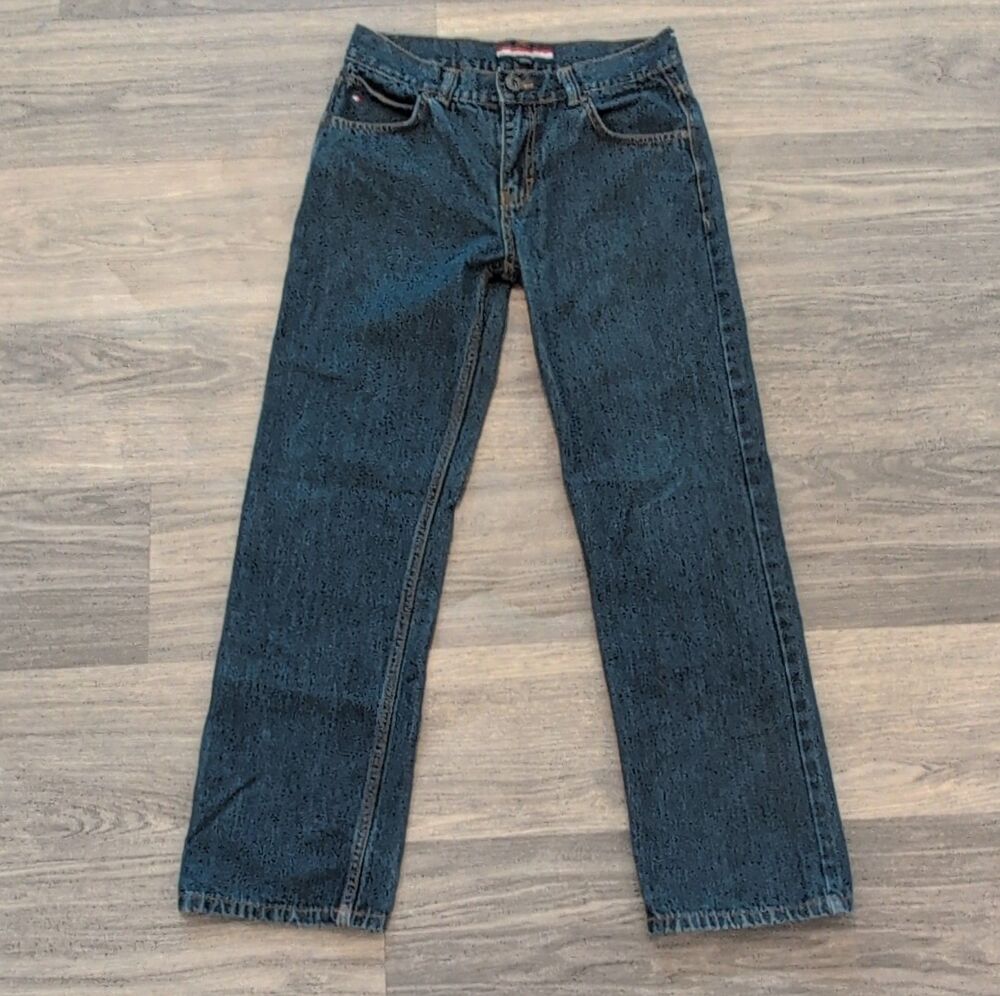 Tommy Hilfiger Boys Straight Regular Fit Blue Denim Jeans Size 16 Medium Wash